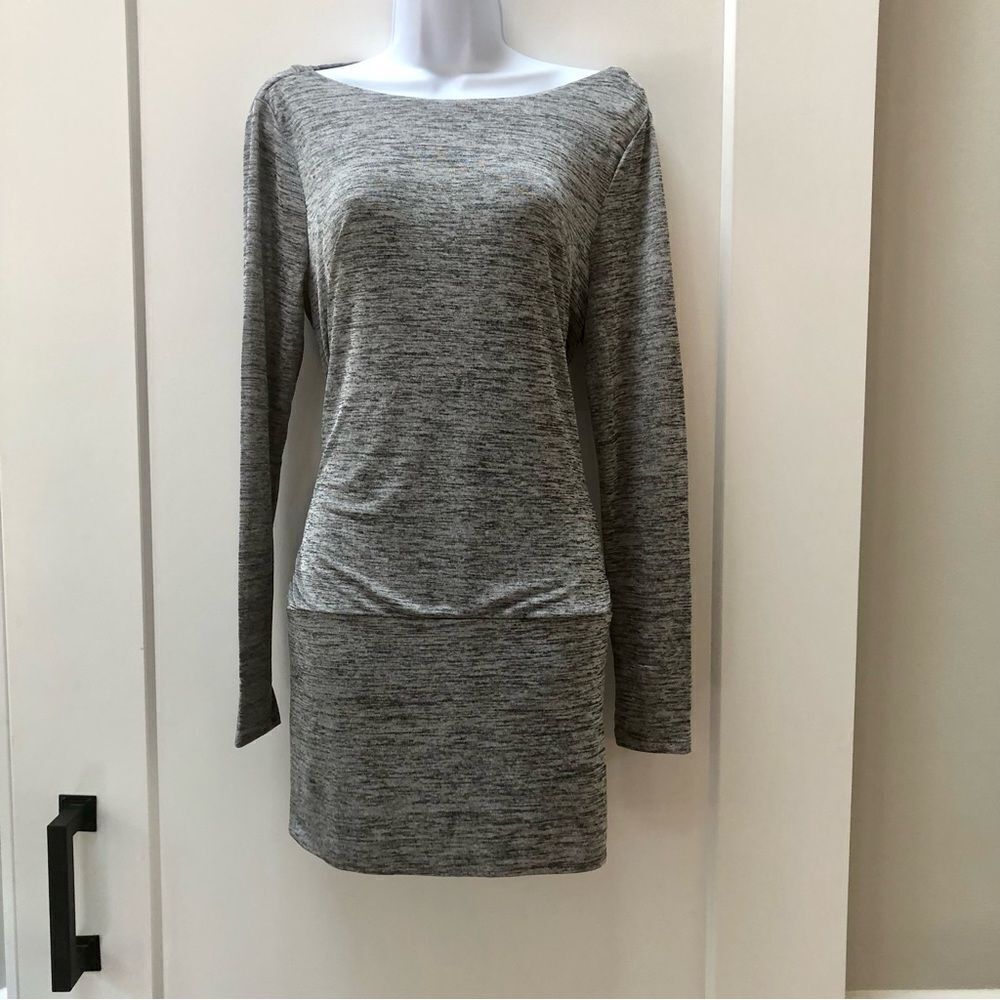 White House Black Market silver sheen slinky cocktail dress woman’s size S